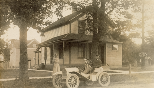 Dr. & Mrs. Dan Cole Outside of Dr. Cole's Office in Rantoul, IL (c. 1910) 
