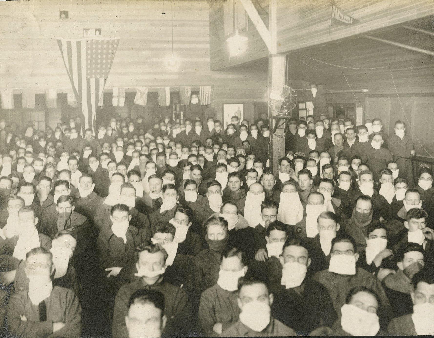 Photo: Flu Masks at Chanute Field, Rantoul, Illinois (1918).